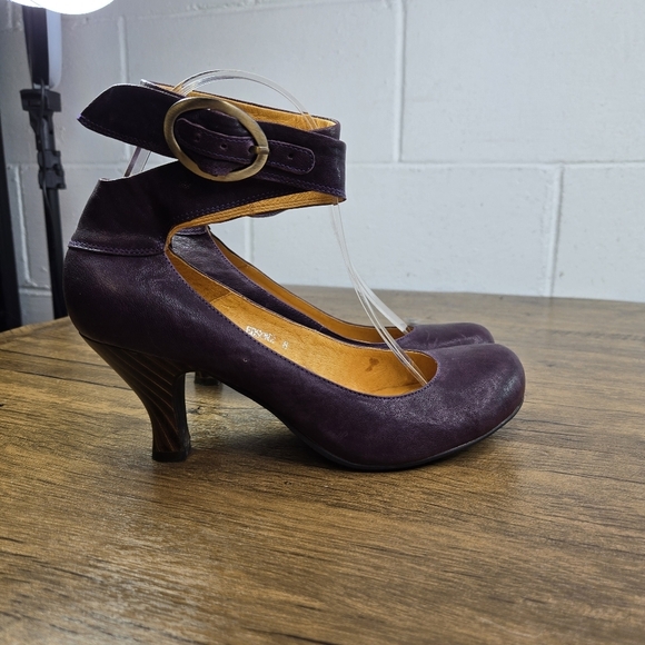 Vtg Jeffrey Campbell Edson 2 Purple Leather Ankle Strap Pumps Heels - Picture 10 of 13